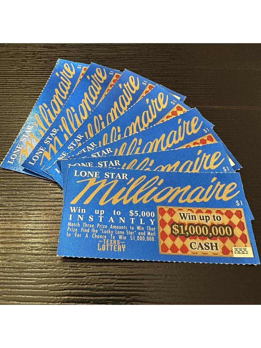 Lot of 7 Vintage 1992 Texas Lottery Lone Star Millionaire Scratch Off Tickets